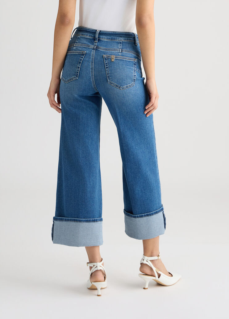 Cropped jeans with turn-ups blue denim Liu Jo - large image number 1 Cropped jeans with turn-ups blue denim Liu Jo - large image number 1