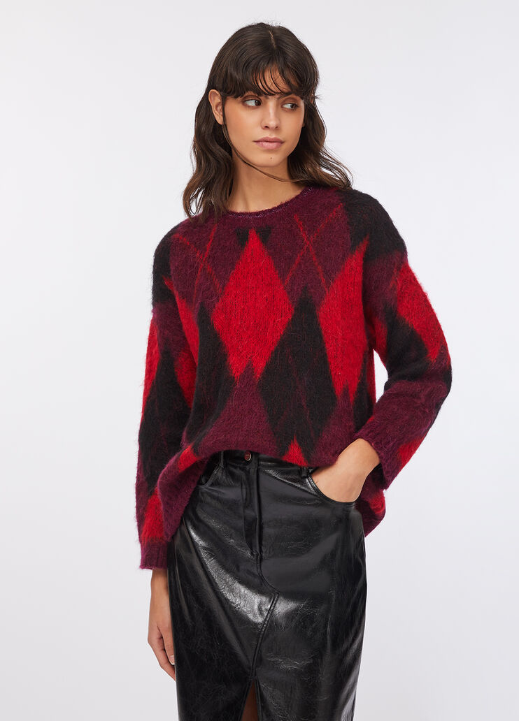 Diamond-patterned wool and alpaca jumper red Liu Jo - large image number 0