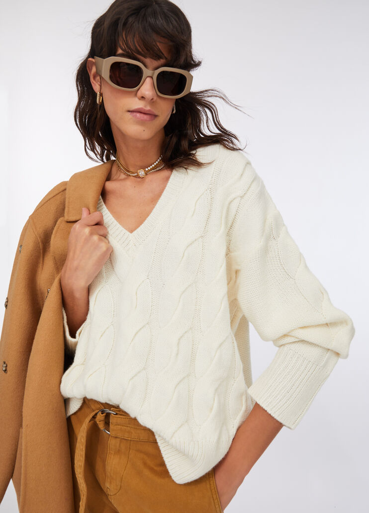 Cable knit wool sweater white Liu Jo - medium Cable knit wool sweater white Liu Jo - medium