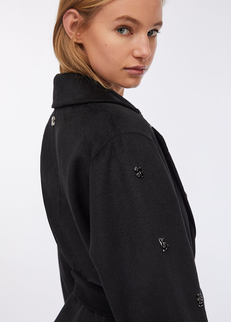 Abrigo de lana con bordados de pedrería negro Liu Jo - large image number 3