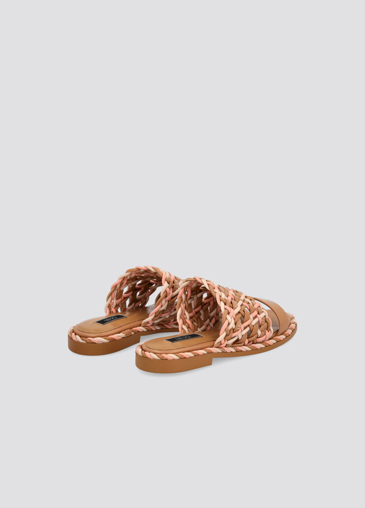Сандалии-шлёпанцы с плетёным ремешком ореховый/коралловый Liu Jo - large image number 2