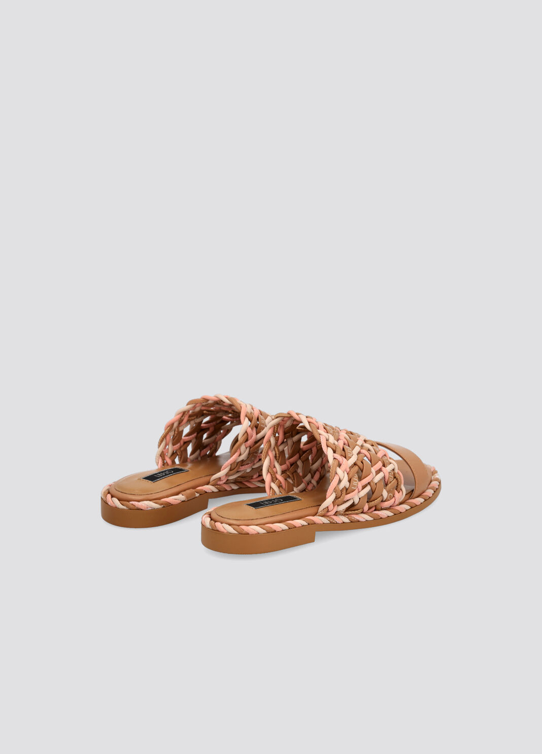 Сандалии-шлёпанцы с плетёным ремешком ореховый/коралловый Liu Jo - large image number 2