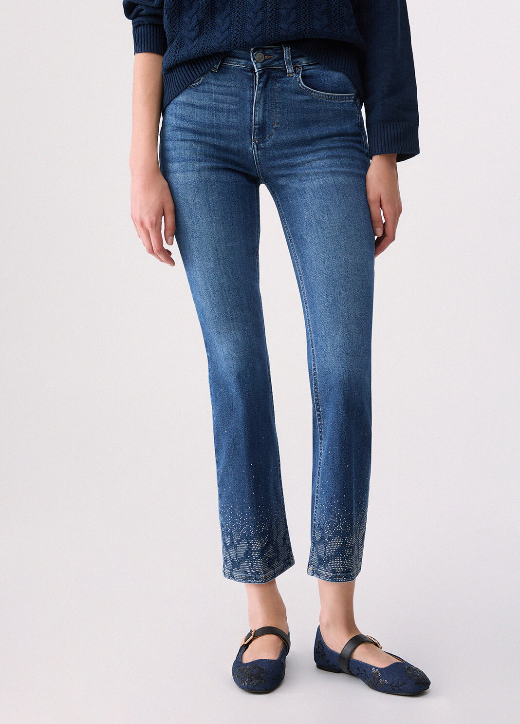 Bootcut jeans with rhinestones dark blue denim Liu Jo - large image number 0