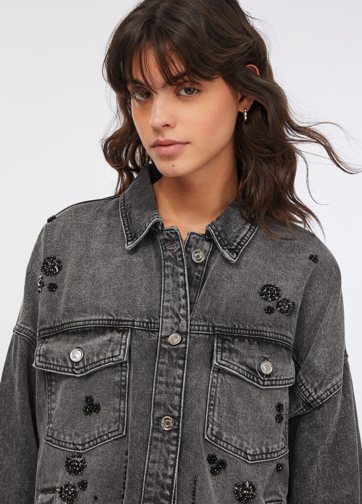 Jeansjacke mit Strass Denim-Schwarz Liu Jo - medium