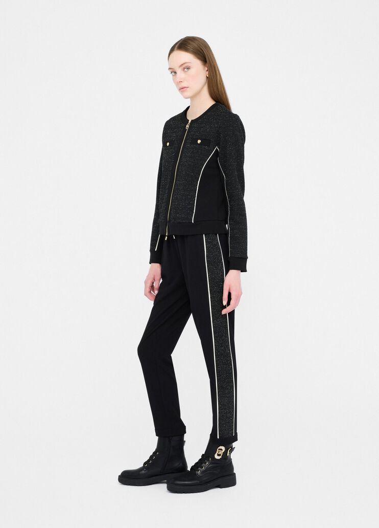 Fleece and bouclé jacket black Liu Jo - large image number 3 Fleece and bouclé jacket black Liu Jo - large image number 3