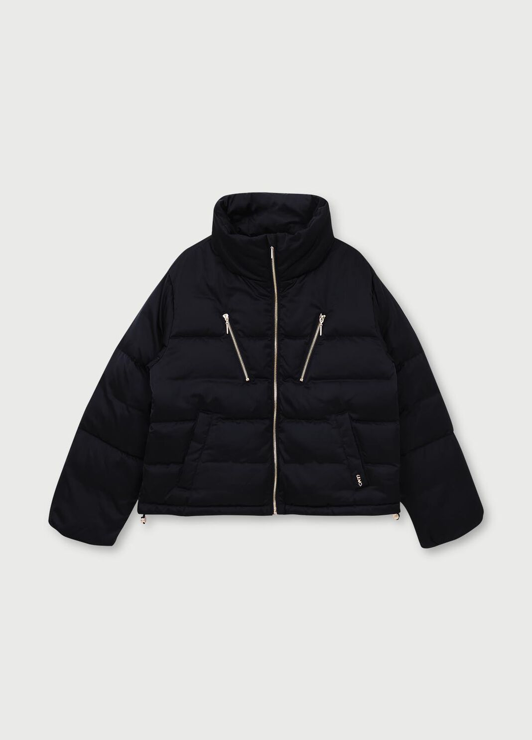 Short quilted down jacket with quilted logo Black Liu Jo - large image number 4