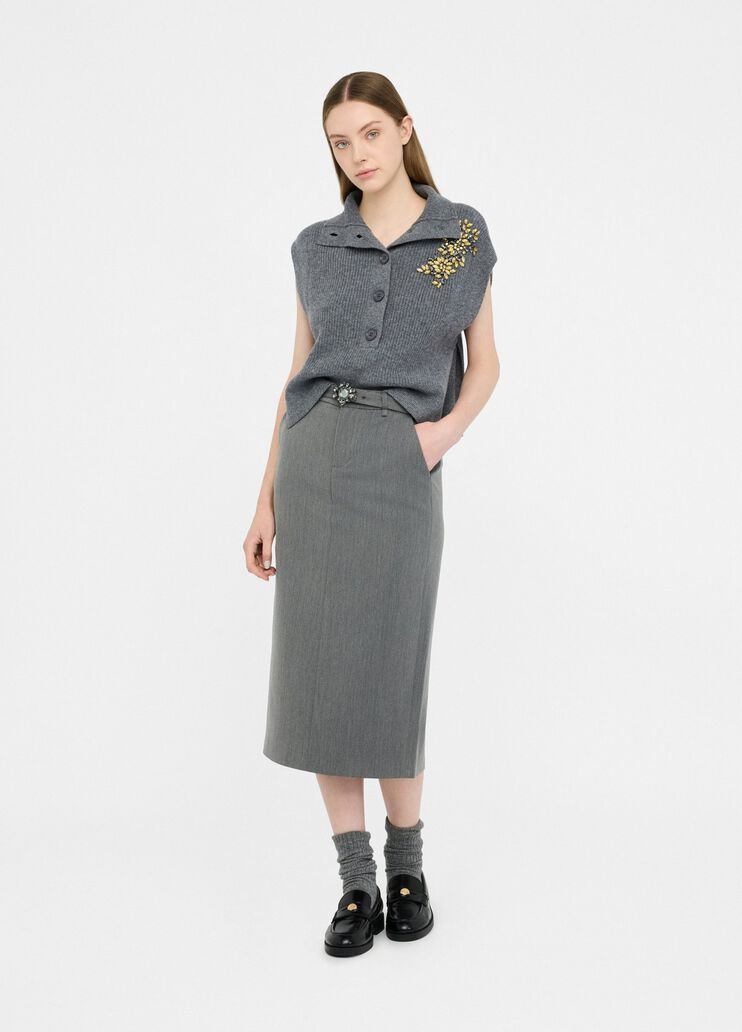 Midi skirt with bejewelled belt grey Liu Jo - medium Midi skirt with bejewelled belt grey Liu Jo - medium