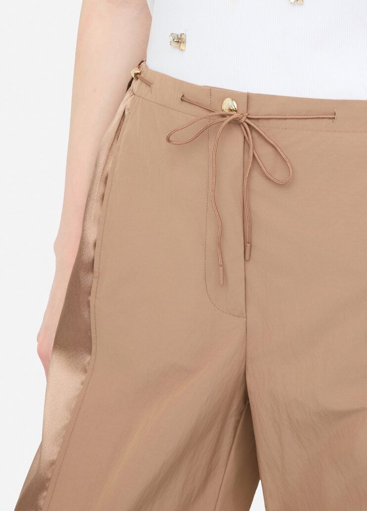 Pantalon de jogging en nylon et satin chocolat au lait Liu Jo - large image number 2 Pantalon de jogging en nylon et satin chocolat au lait Liu Jo - large image number 2