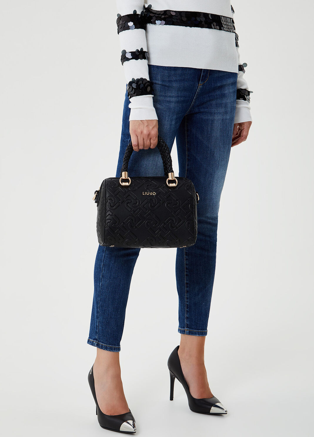 Mini boston bag with logo Black Liu Jo - large image number 1