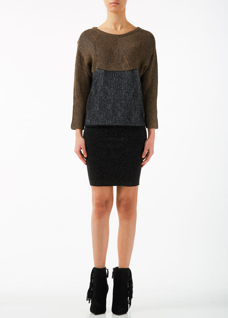 Short dress with lurex® inserts Grey/biscotto/lurex Liu Jo - large image number 0