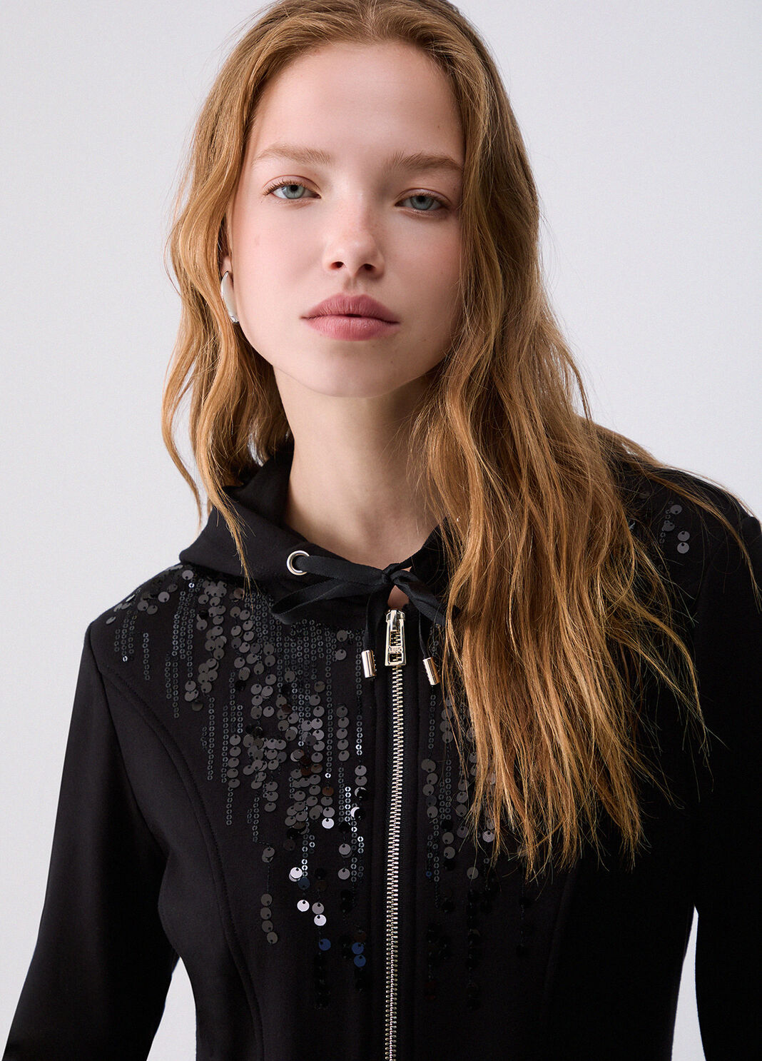 Hoodie with sequins black Liu Jo - large image number 4