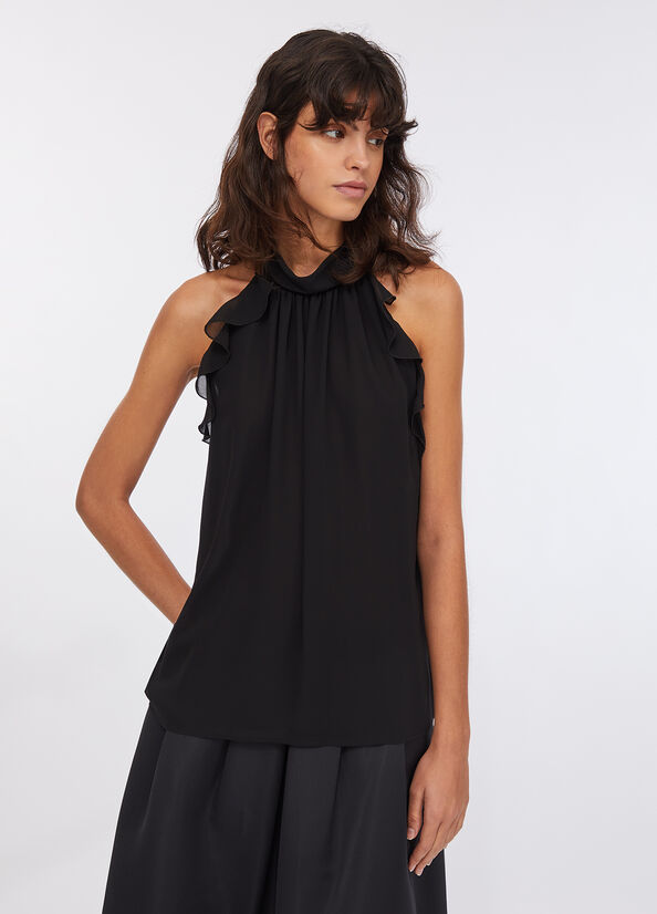 Top de cérémonie en georgette noir Liu Jo - large image number 0