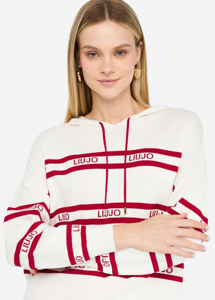 Knit sweatshirt white Liu Jo - large image number 2 Knit sweatshirt white Liu Jo - large image number 2