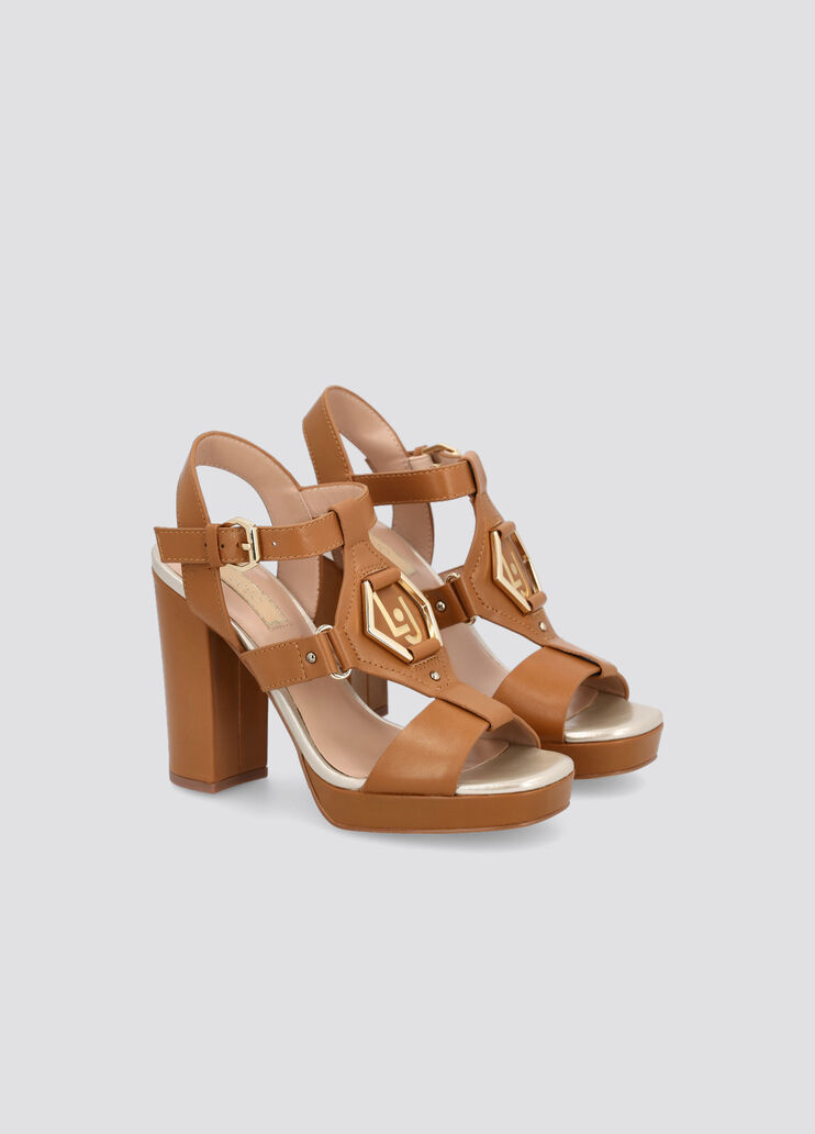 Sandals with wide heel walnut Liu Jo - large image number 1 Sandals with wide heel walnut Liu Jo - large image number 1