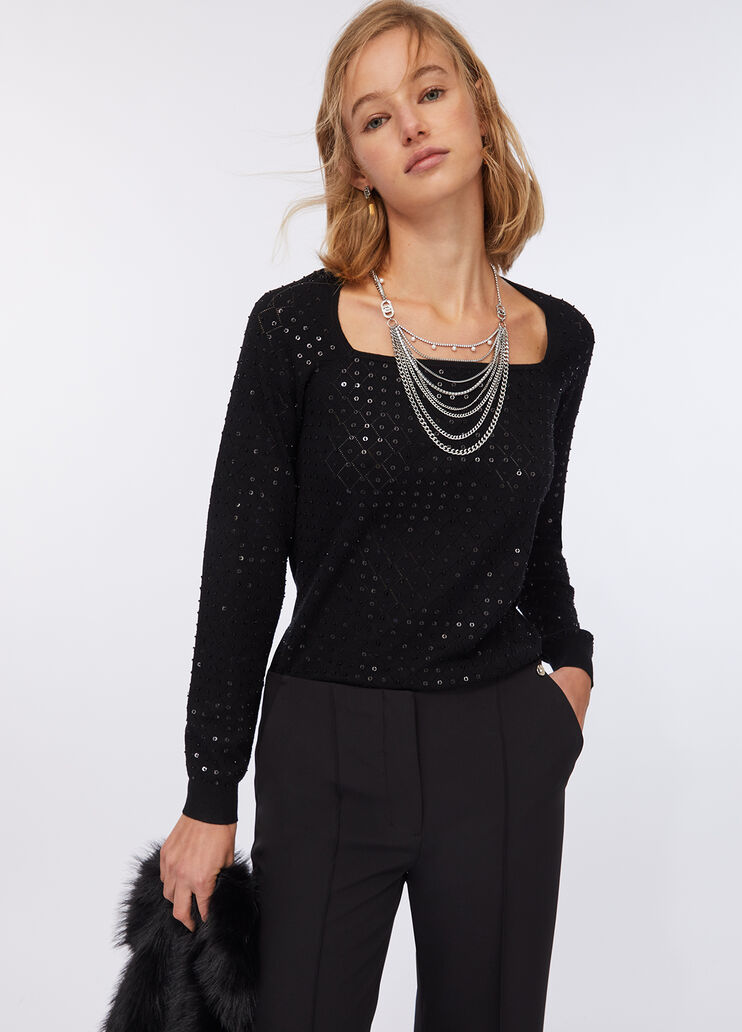 Pullover mit Pailletten Schwarz Liu Jo - medium Pullover mit Pailletten Schwarz Liu Jo - medium