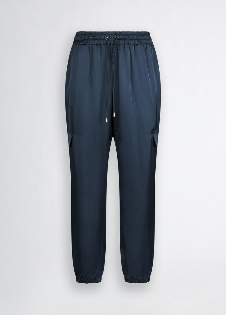 Satin jogging trousers blue Liu Jo - large image number 6 Satin jogging trousers blue Liu Jo - large image number 6