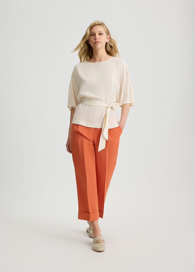 Linen-blend trousers terracotta Liu Jo - large image number 3 Linen-blend trousers terracotta Liu Jo - large image number 3