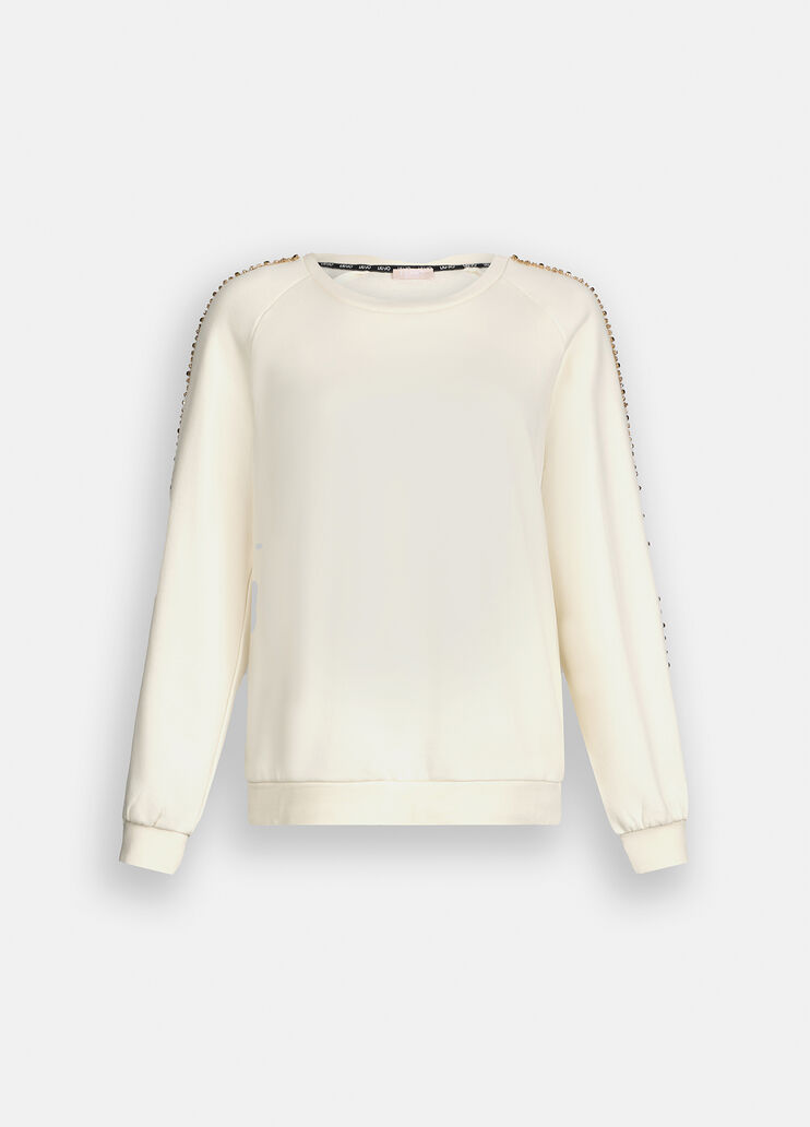 Liu Jo Better sweatshirt with gemstones milk white Liu Jo - large image number 6