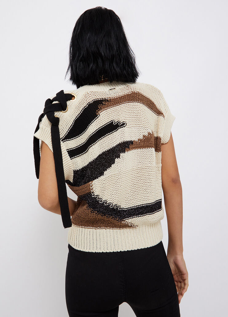 Gilet with maxi bow white/brown Liu Jo - large image number 1