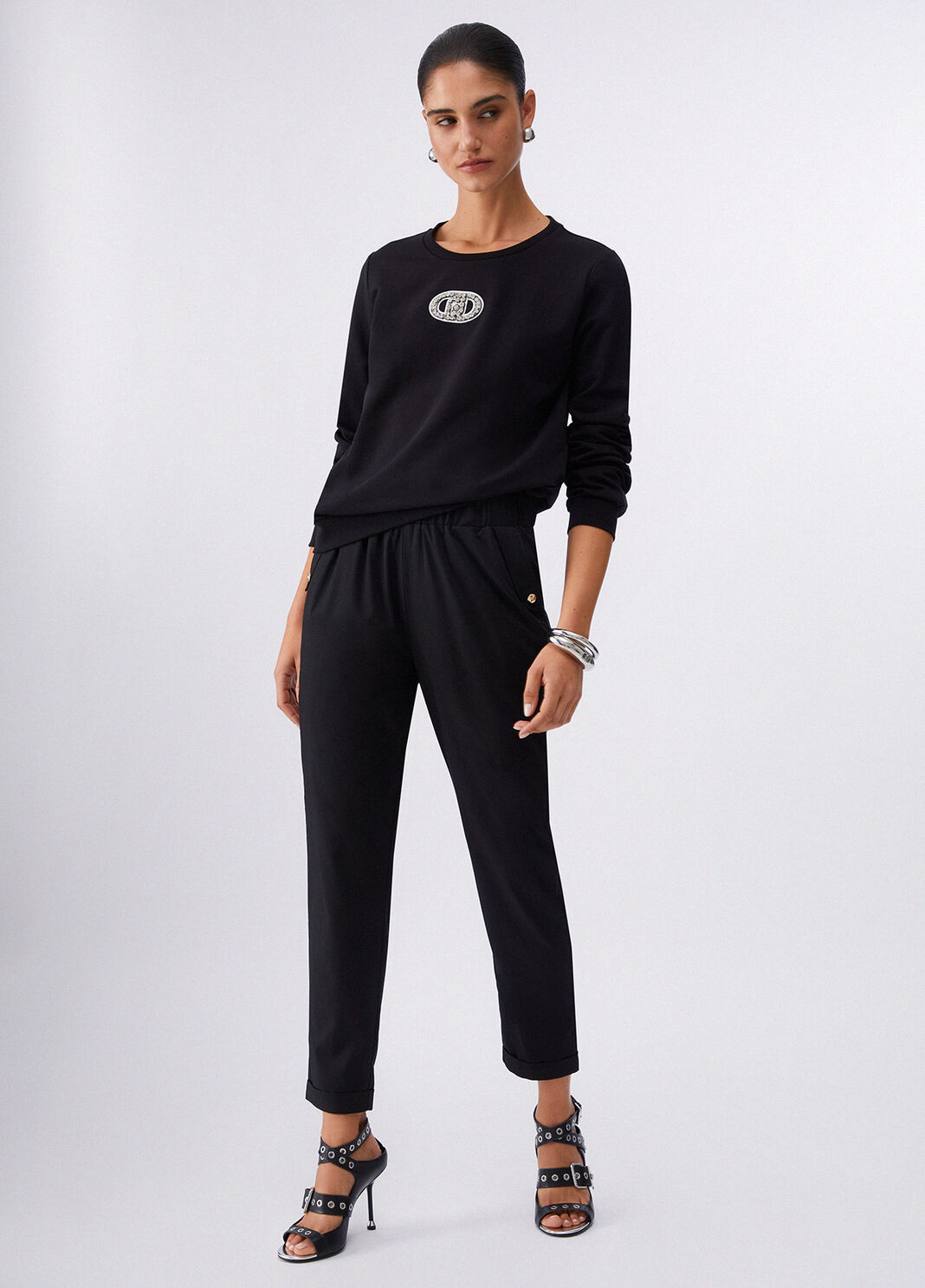 Полуприлегающие брюки с отворотами черный Liu Jo - large image number 5