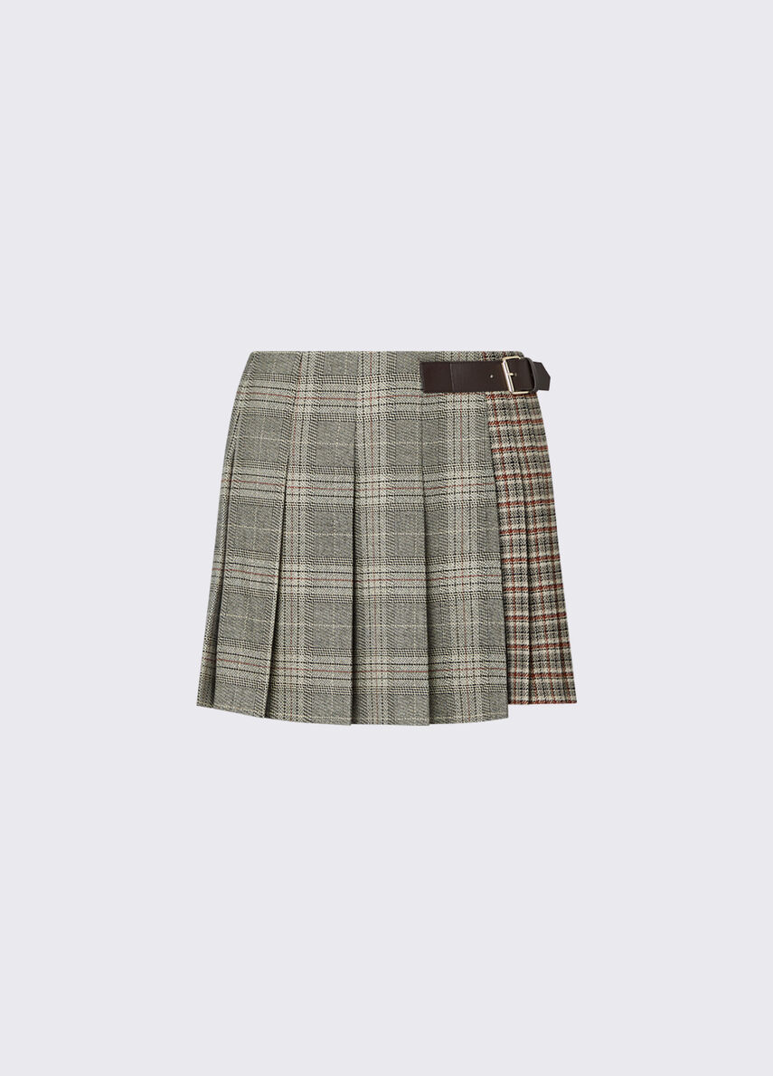Mini skirt a pleats colour beige check | Liu Jo