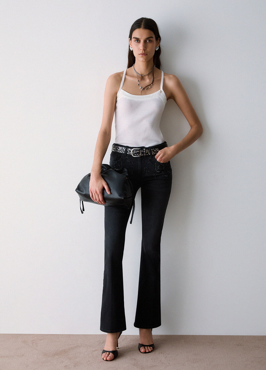 Bootcut-Jeans mit Strass Denim-Schwarz Liu Jo - large image number 2