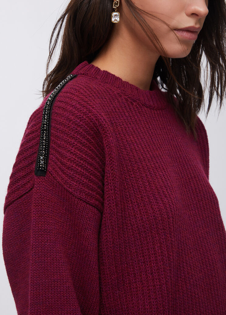 Pull en laine avec strass bordeaux Liu Jo - medium