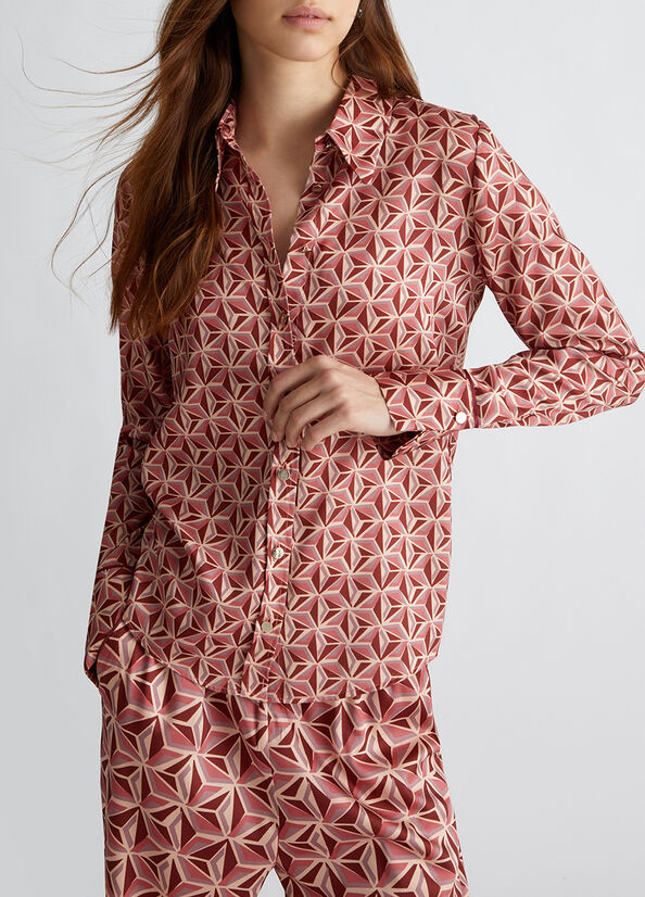 Hemdbluse mit geometrischem Muster rosa Liu Jo - large image number 0