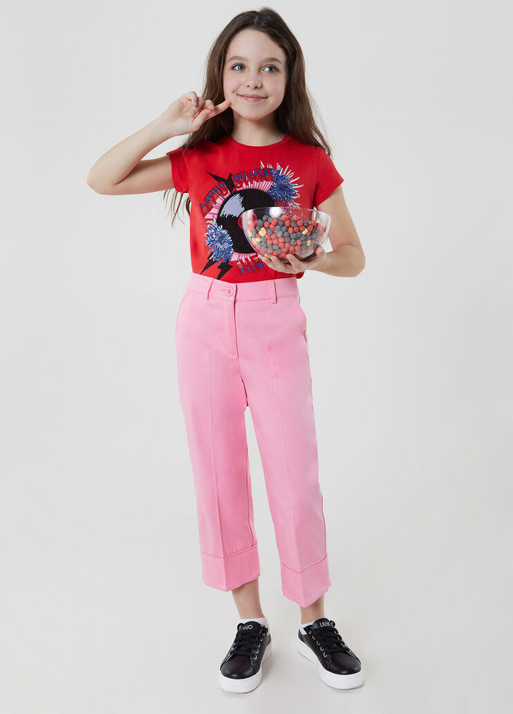 T-shirt with print and appliqués red / disco Liu Jo - large image number 2