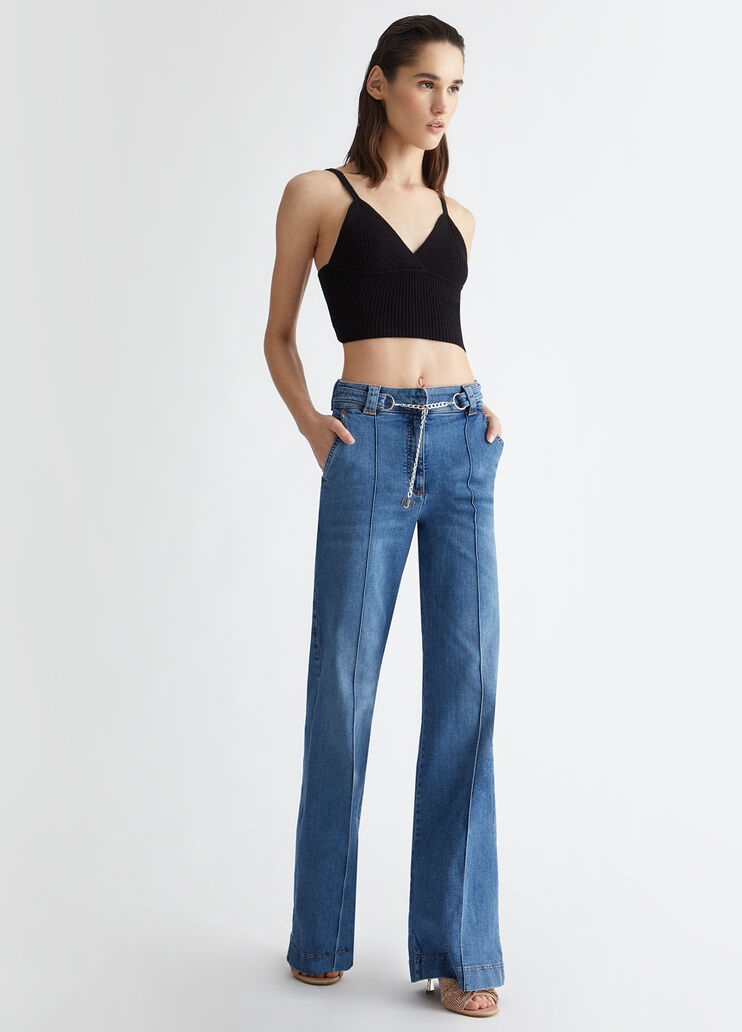Jean Droit Femme Liu Jo - Taille 31 - Bleu Denim - Occasion Très Bon état