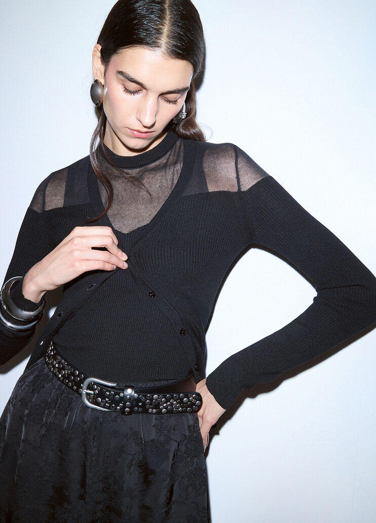 Cardigan con inserti see-through nero Liu Jo - medium