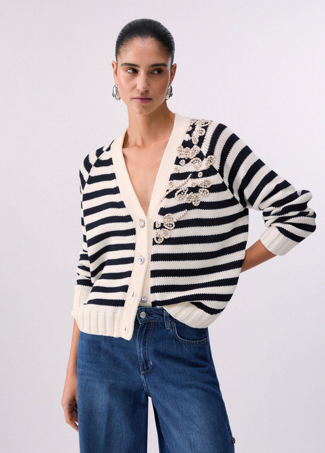 Cardigan mit Schmuckstickereien Wei&szlig;/Blau Liu Jo - large image number 0