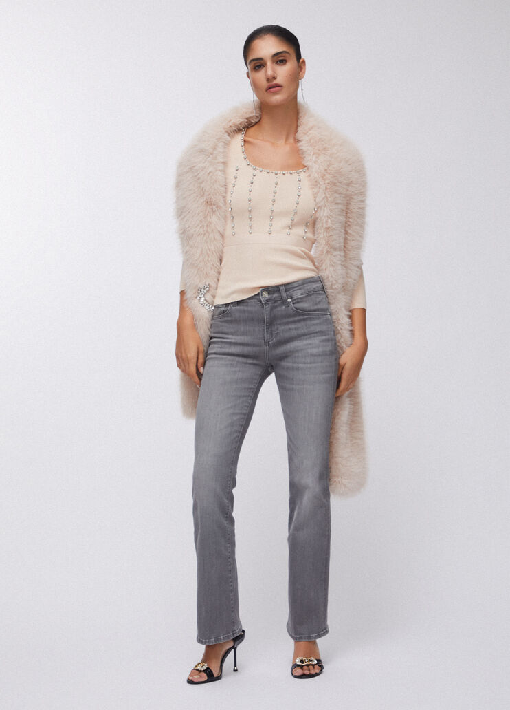 Jean bootcut taille haute denim gris Liu Jo - large image number 5