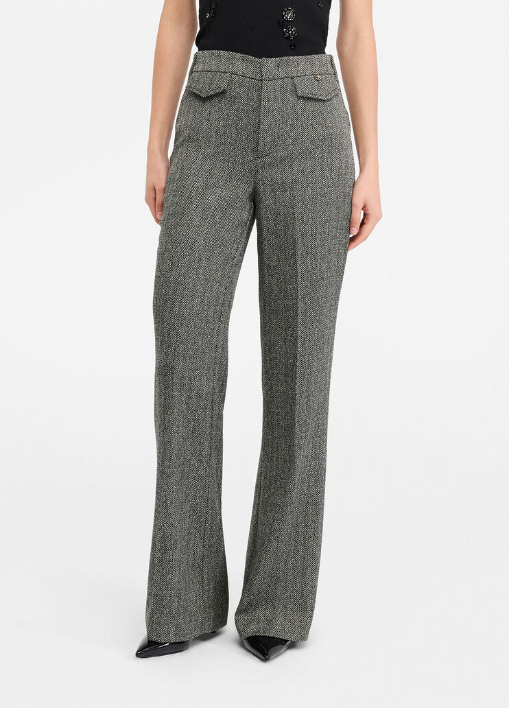 Flared herringbone trousers herringbone grey Liu Jo - medium Flared herringbone trousers herringbone grey Liu Jo - medium