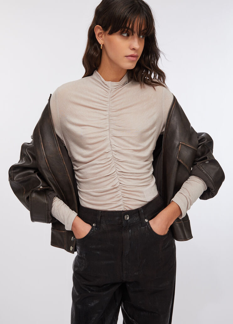 Gathered wool-blend top dark beige Liu Jo - medium