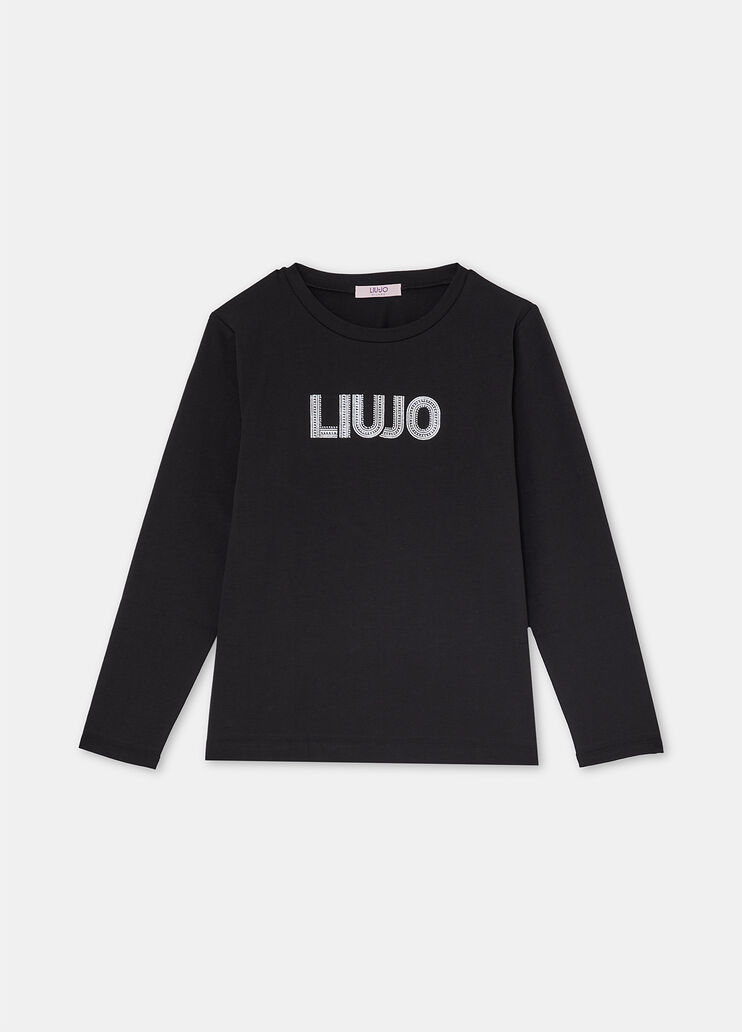 Cotton T-shirt with logo black Liu Jo - large image number 3 Cotton T-shirt with logo black Liu Jo - large image number 3