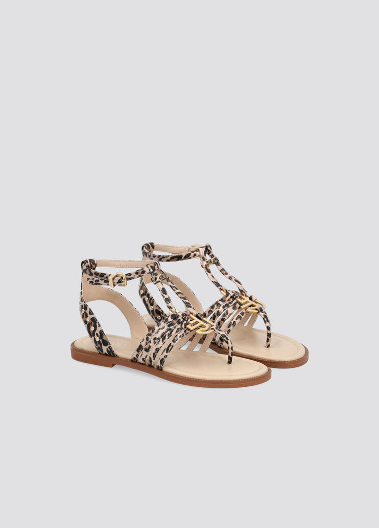 T-bar sandals with logo leopard print Liu Jo - large image number 1 T-bar sandals with logo leopard print Liu Jo - large image number 1