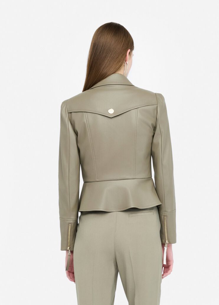 Slim-fit jacket with coated effect asparagus Liu Jo - large image number 1 Slim-fit jacket with coated effect asparagus Liu Jo - large image number 1