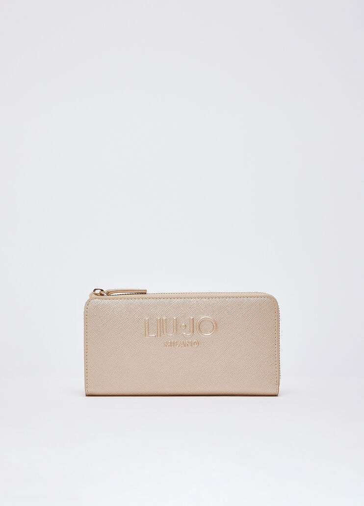 Portefeuille grand format zipp&eacute; or clair Liu Jo - medium