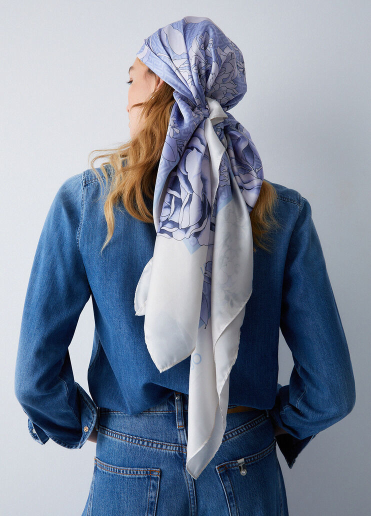 Foulard grande a fiori azzurro Liu Jo - medium