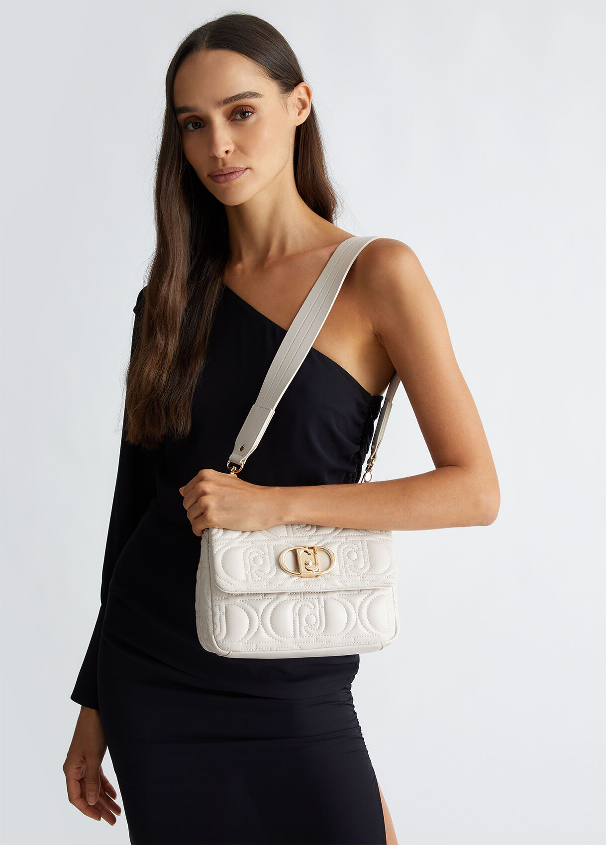 Quilted crossbody bag with logo colour light beige Liu Jo