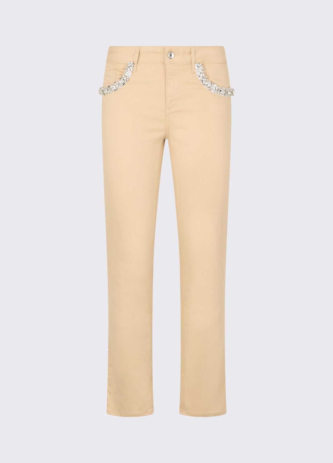 Skinny jeans with bejewelled appliqu&eacute;s beige Liu Jo - large image number 6