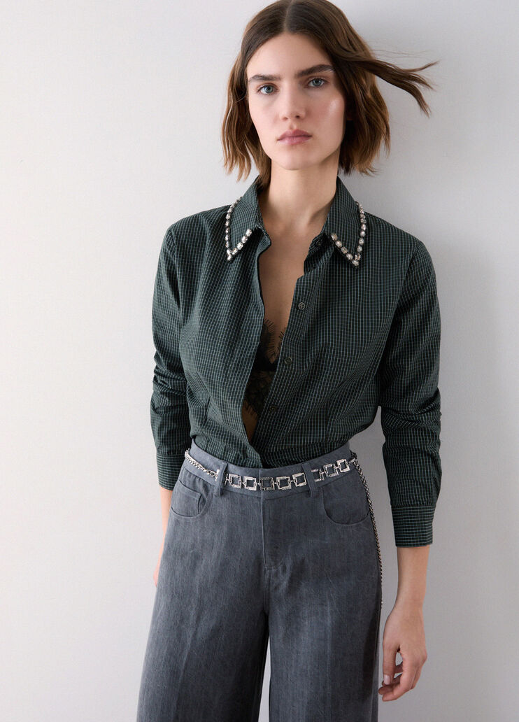 Shirt with Jewel Embroidery green Liu Jo - medium