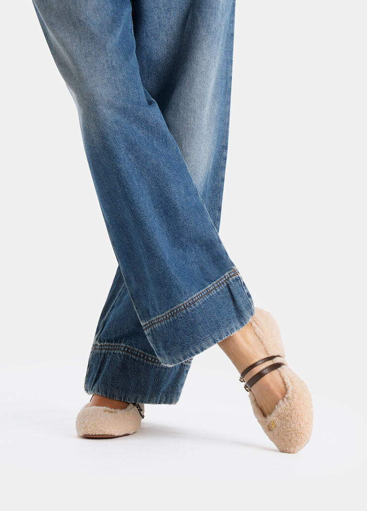 Shearling-effect ballet flats light beige Liu Jo - large image number 0