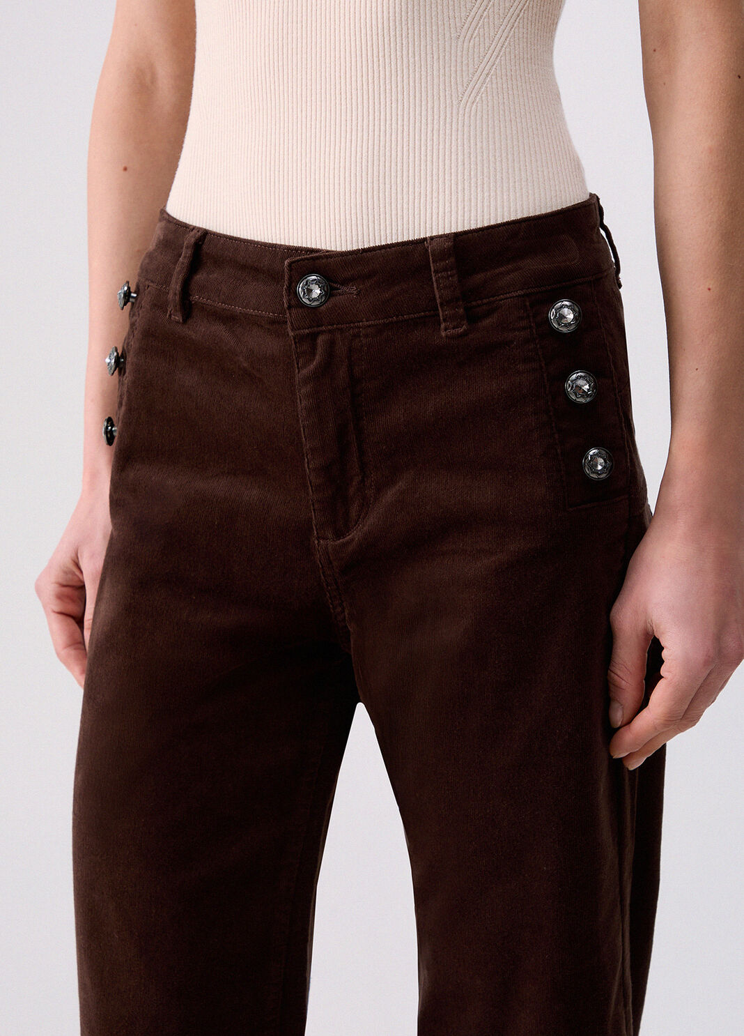 Flare trousers in velvet dark brown Liu Jo - large image number 4