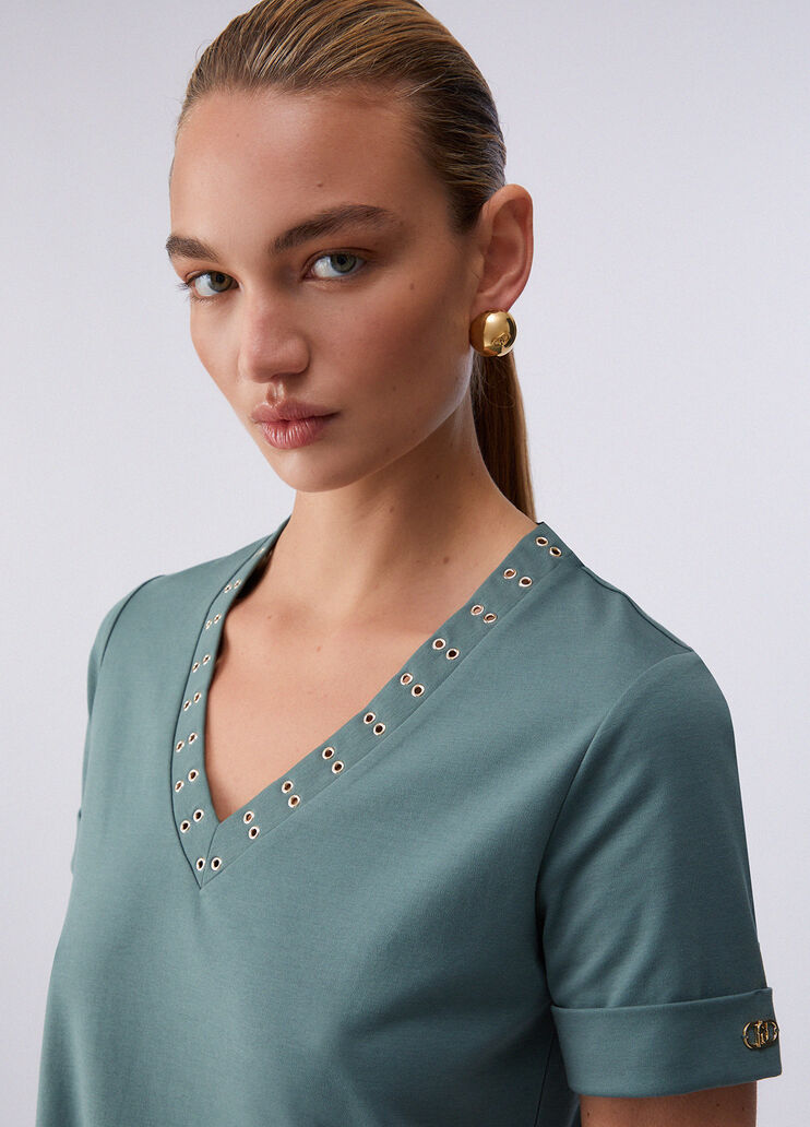 Robe courte avec &oelig;illets d&eacute;coratifs vert militaire Liu Jo - medium