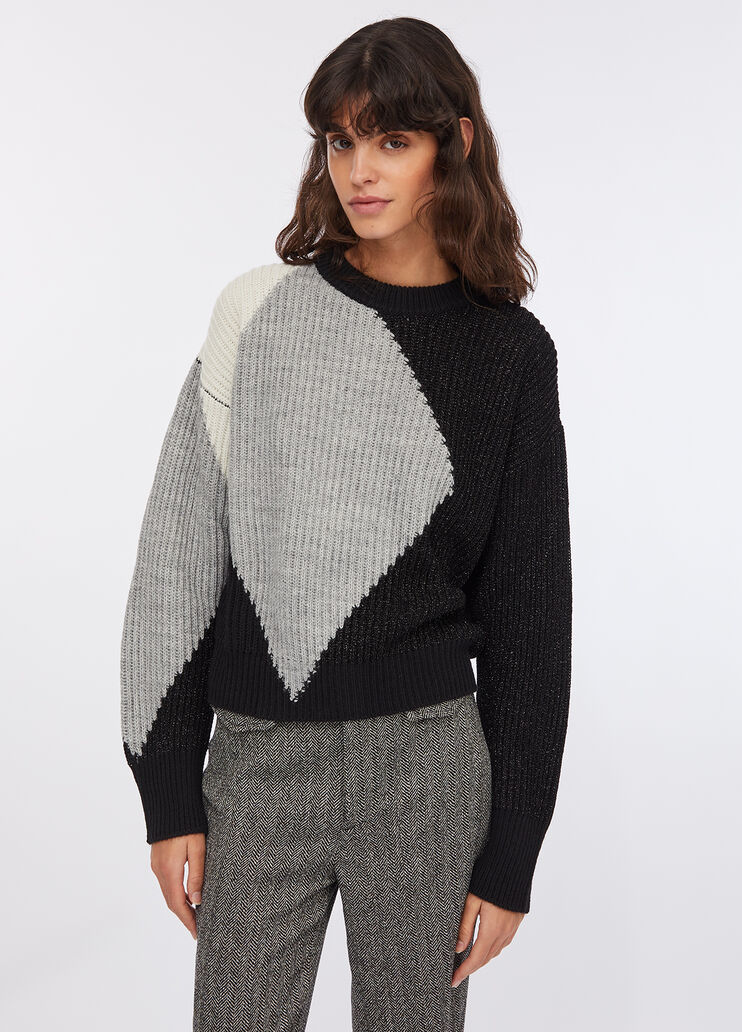 Wollpullover mit Intarsien Schwarz Liu Jo - medium