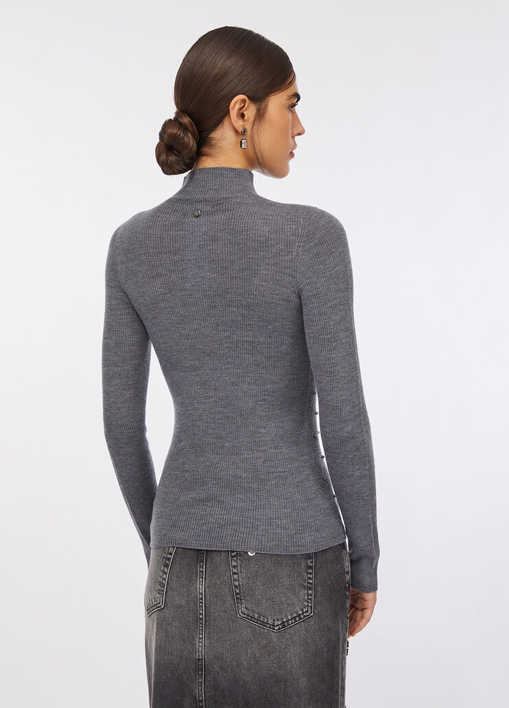 100% wool jumper with appliqués grey Liu Jo - large image number 1