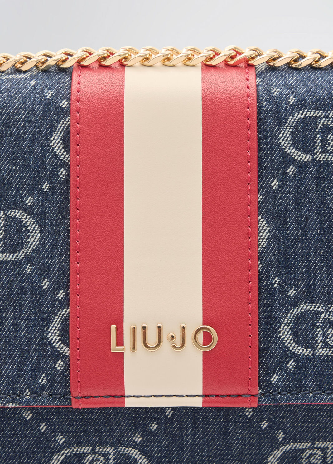 Sac &agrave; bandouli&egrave;re petit format jacquard denim bleu fonc&eacute; Liu Jo - large image number 5