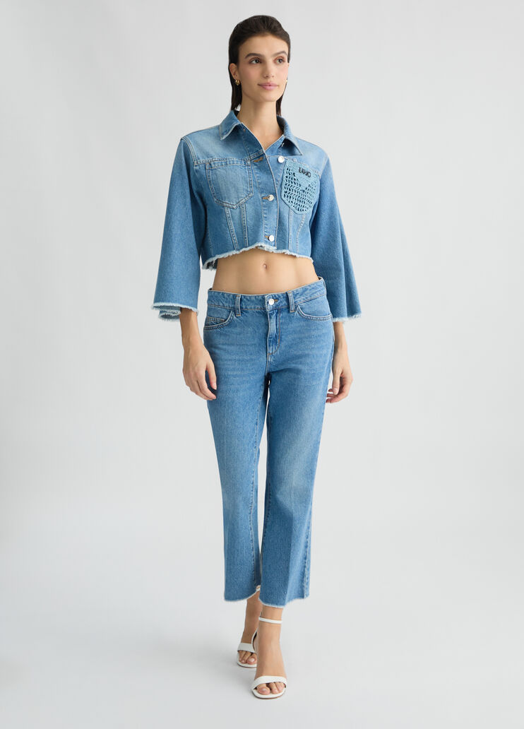 Bootcut jeans with crochet pockets blue denim Liu Jo - large image number 5 Bootcut jeans with crochet pockets blue denim Liu Jo - large image number 5